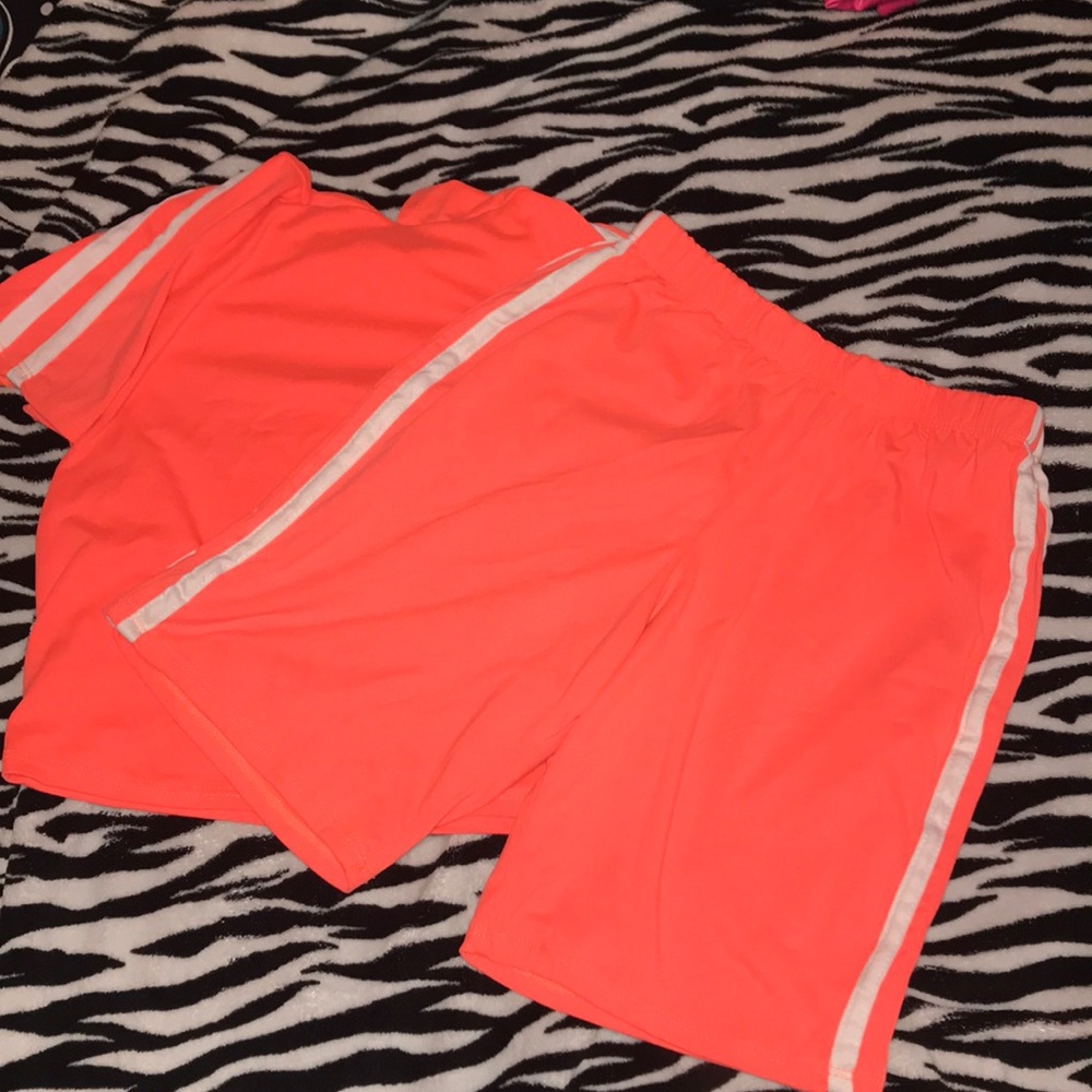 Bright neon Orange Short Two Piece Set